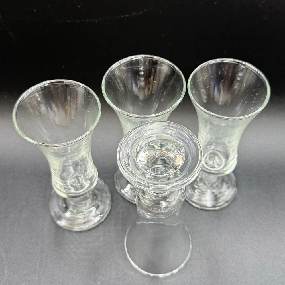 4 Vintage Footed Cordial Aperitif Shot Glasses Unmarked 4.25
